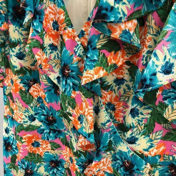 London Times Cold Shoulder Ruffle Floral Dress - Picture 4 of 13